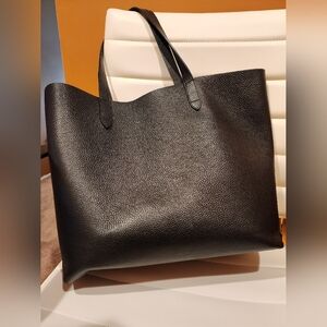 Cuyana Classic Structured Leather Tote - Black/Blush (Like New, Discontinued)